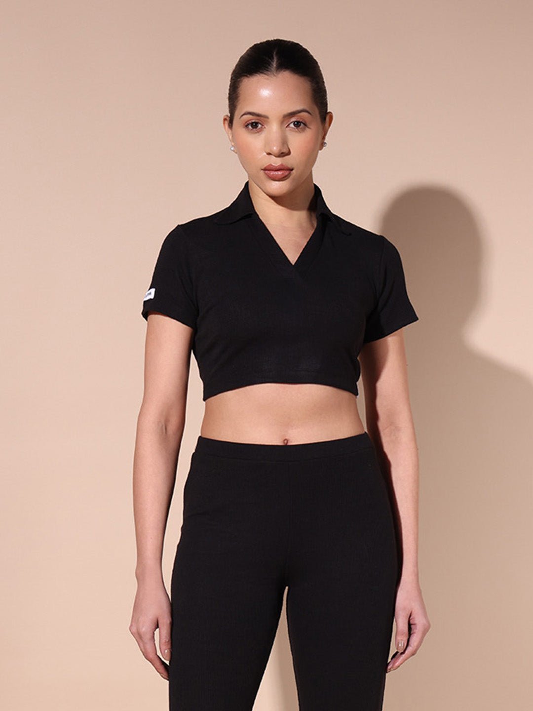 Workout ( RIB )Crop Top – Black