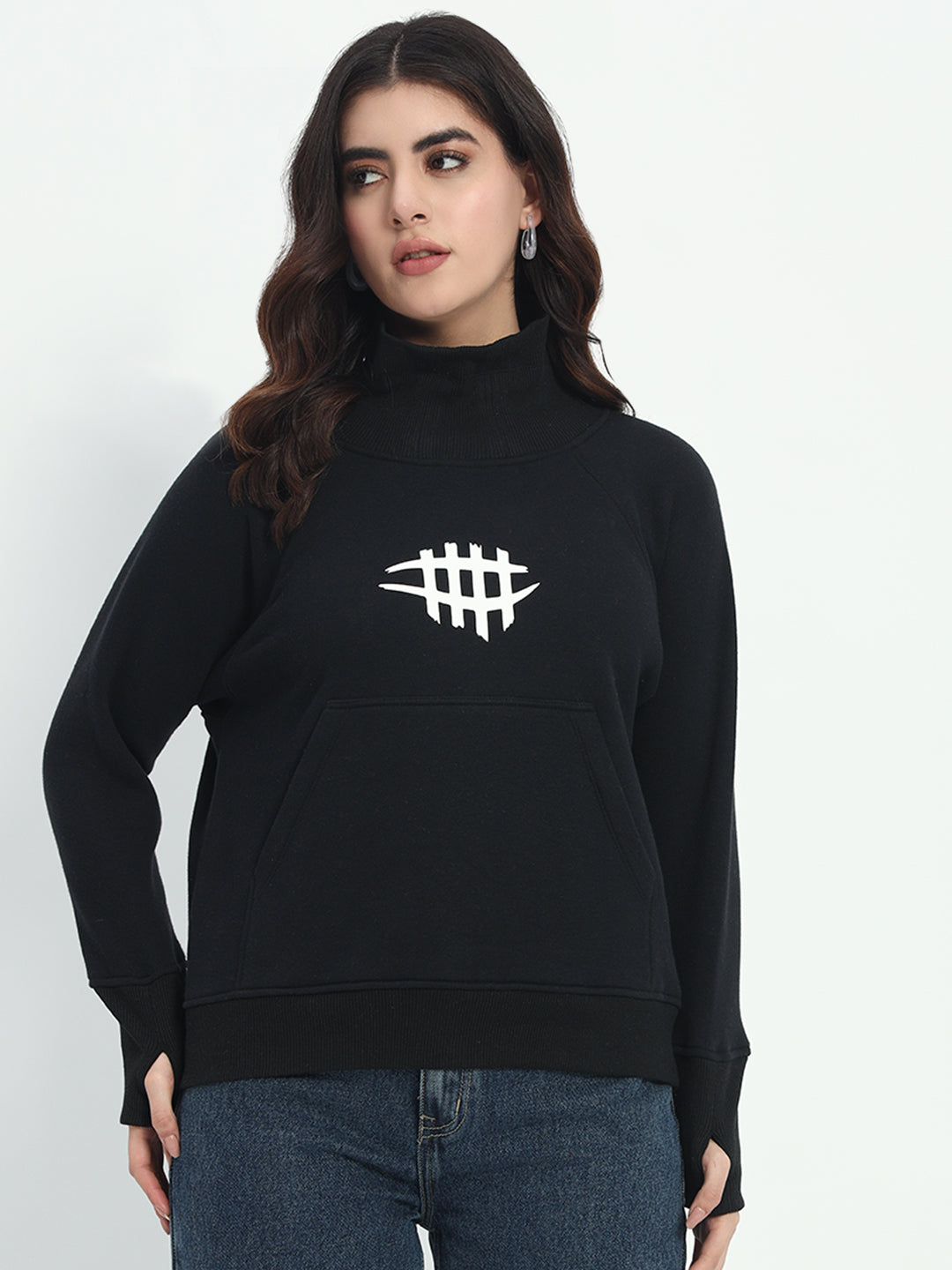 Fleece Fabric Logo Sweatshirt - Black