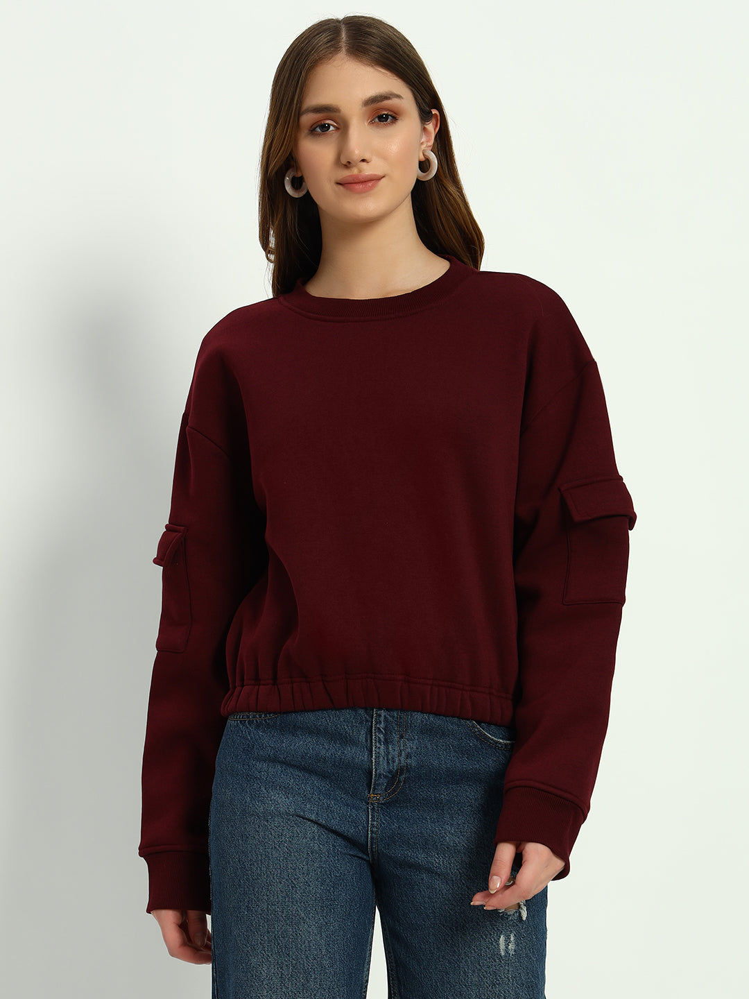 Oversize Fleece Sweatshirt – Maroon