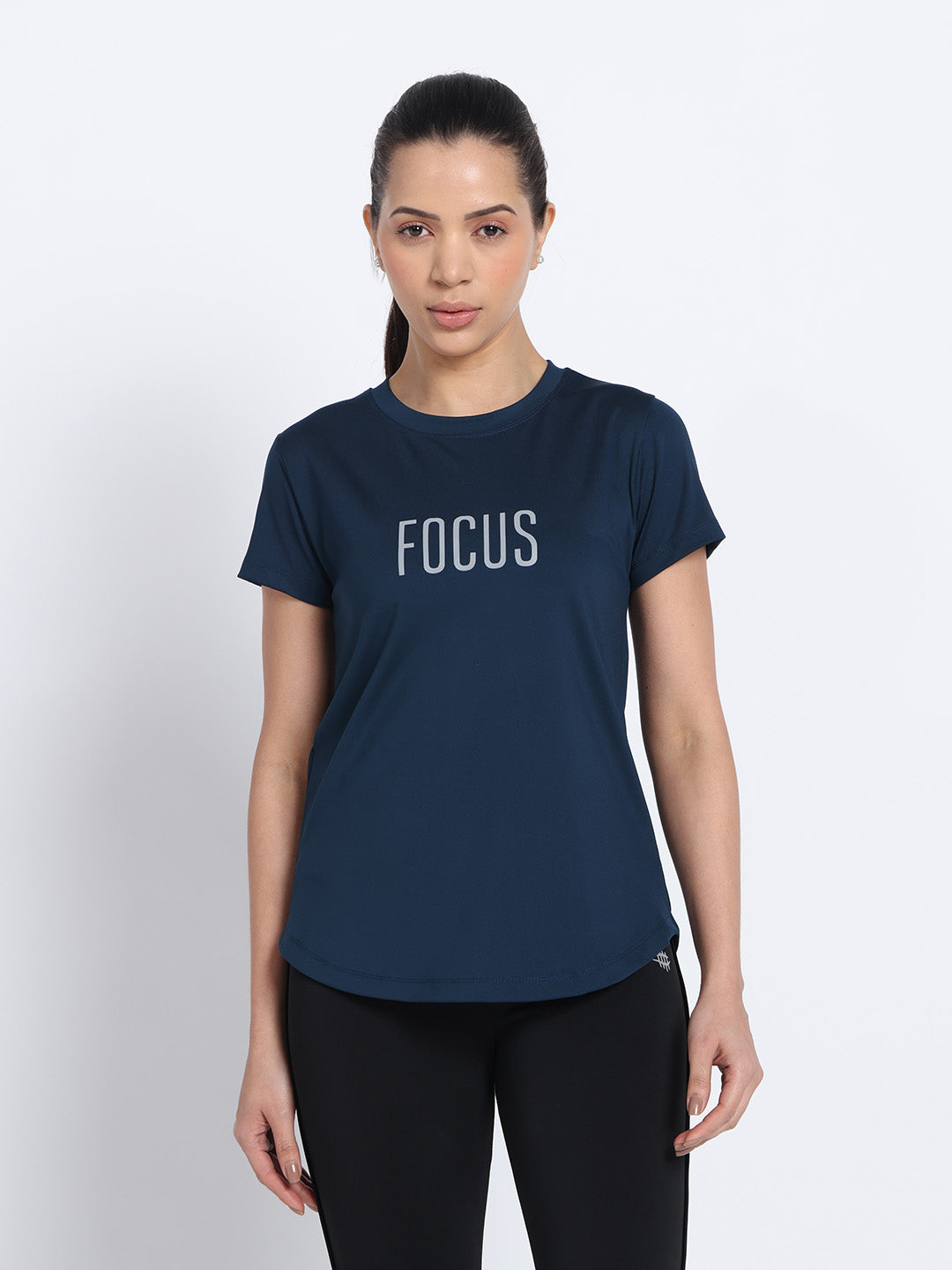 Longline Workout T-Shirt – Navy Blue