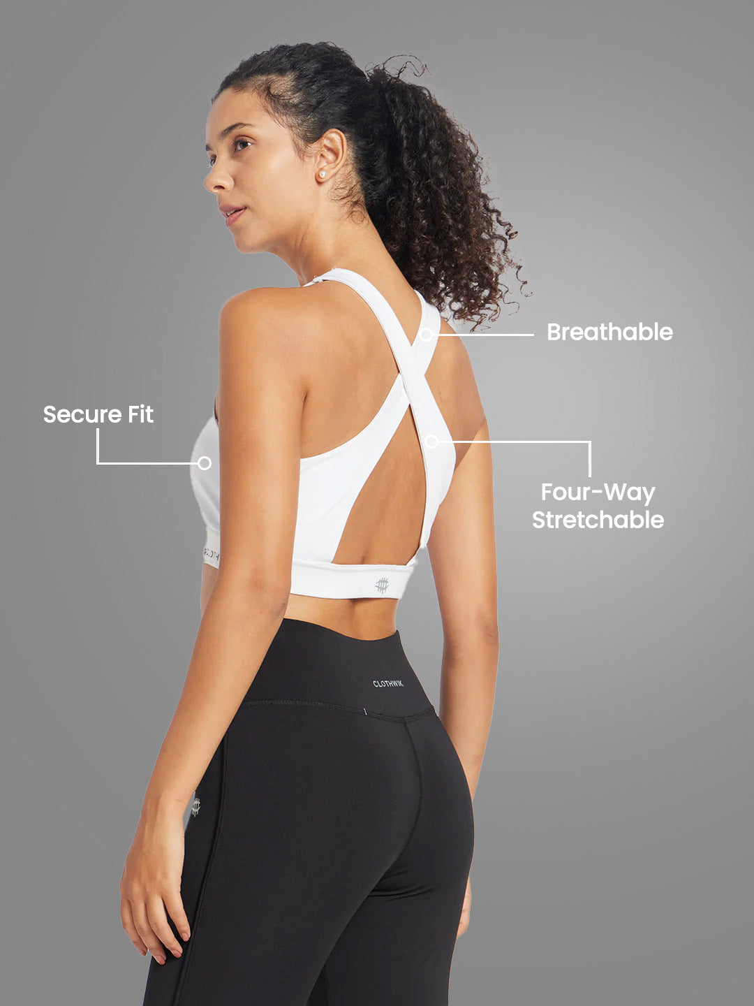Front Zip Sports Bra – White