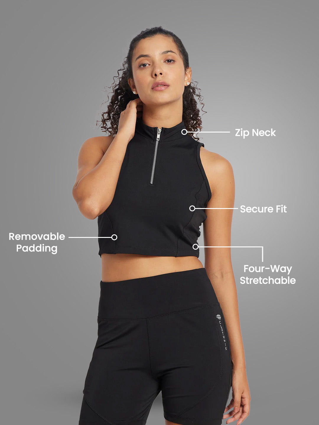 Workout Zip Neck Top – Black