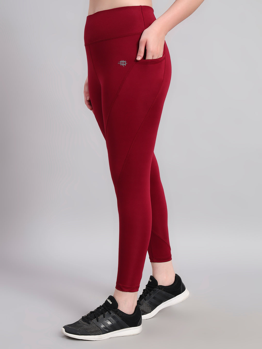 Nylon Women High Impact Workout Tight - Maroon