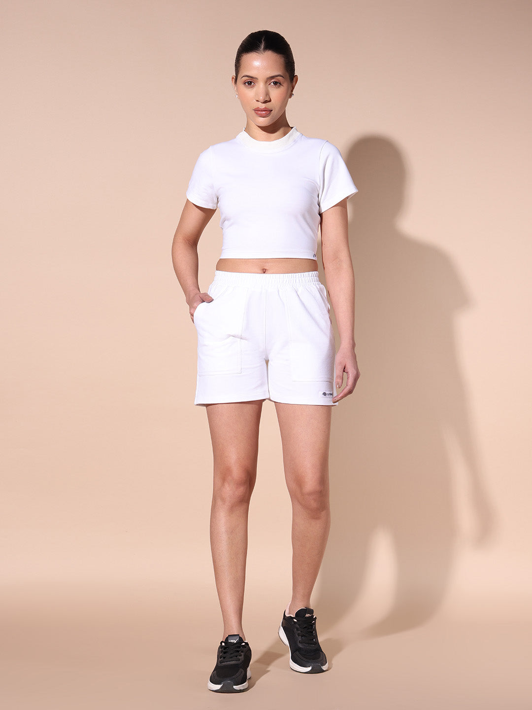 NYLON Workout Sort/Top Cotton Pair – White