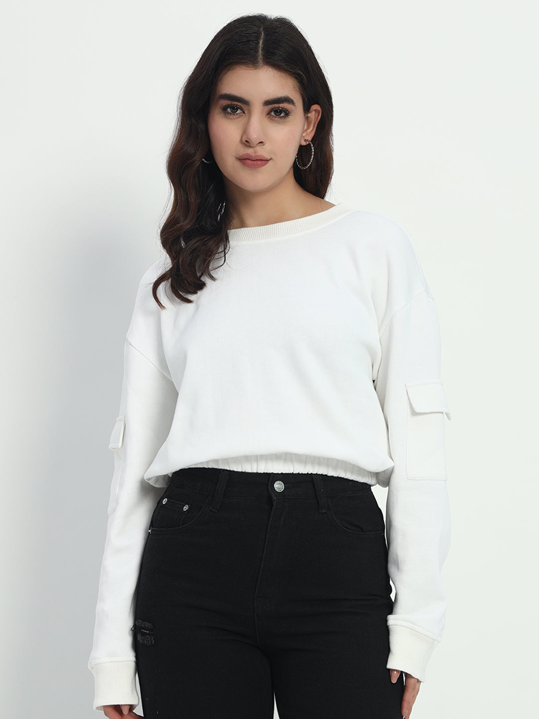 Oversize Fleece Sweatshirt – White
