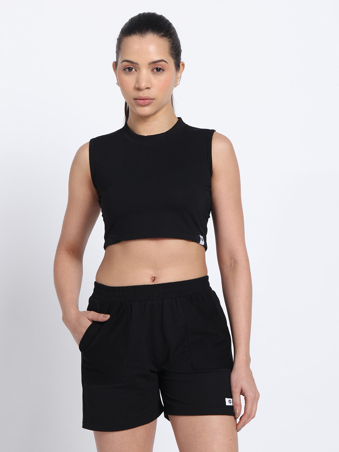 Clothwik Workout Terry Crop Top – Black