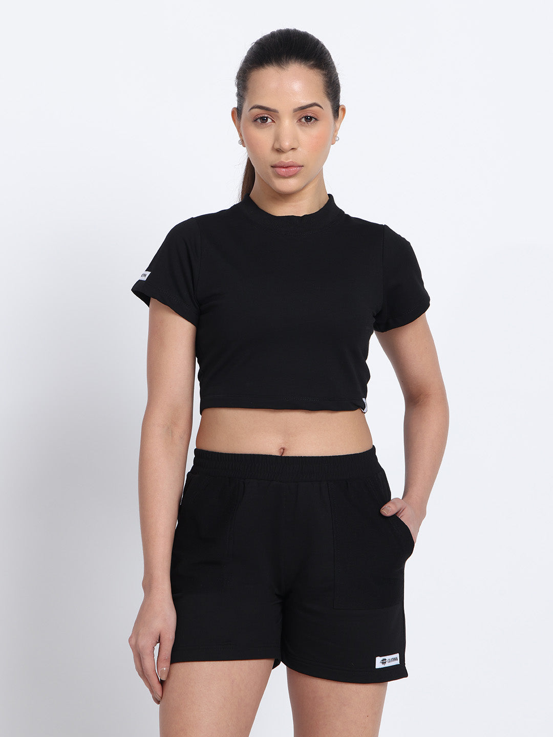 Clothwik Workout Terry Crop Top – Black