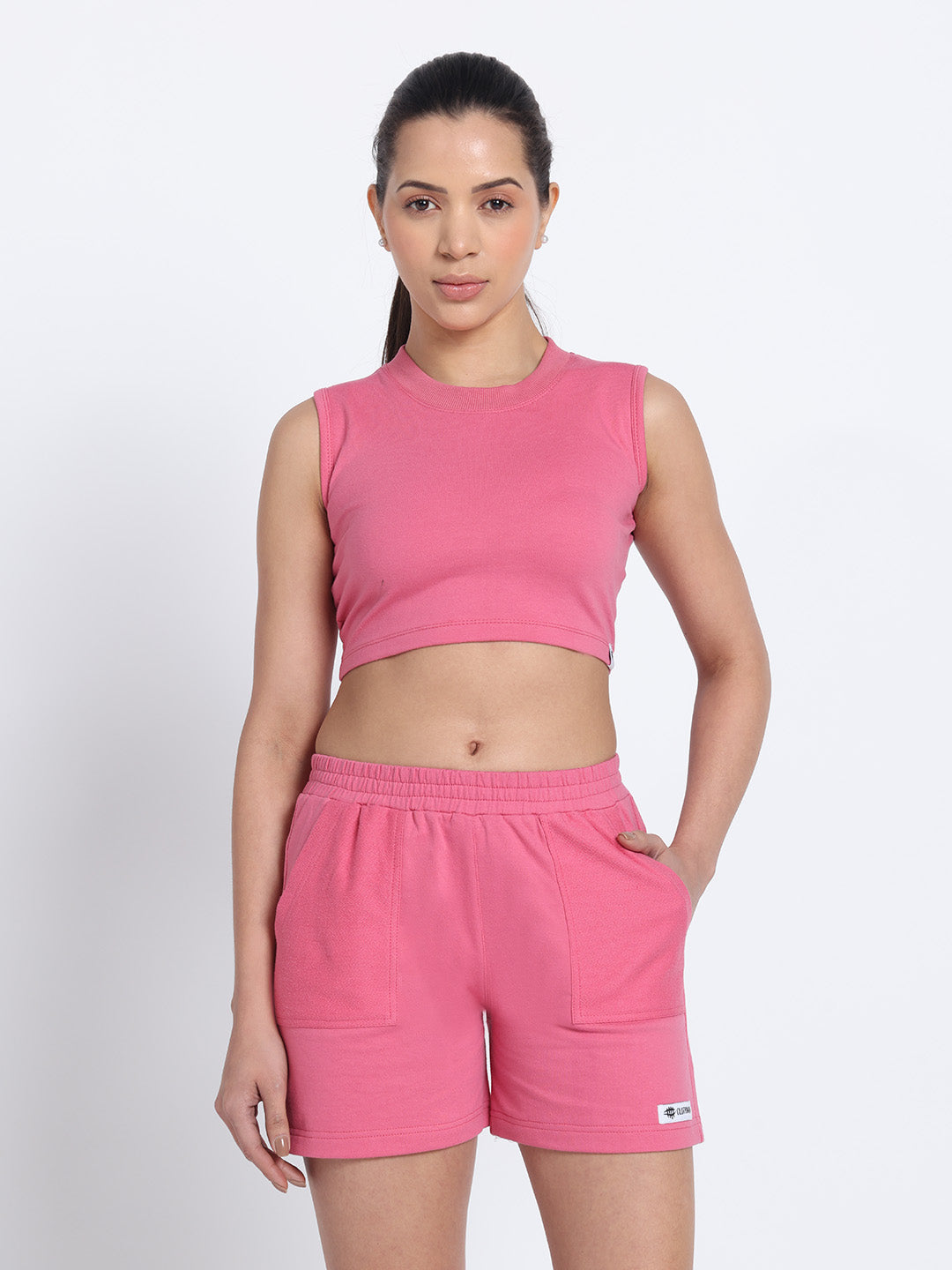 Clothwik Workout Terry Crop Top – Pink