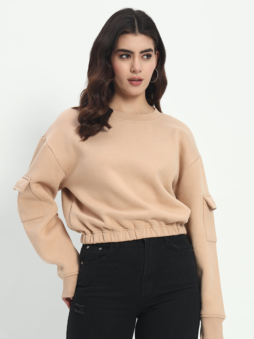 Oversize Fleece Sweatshirt – Beige