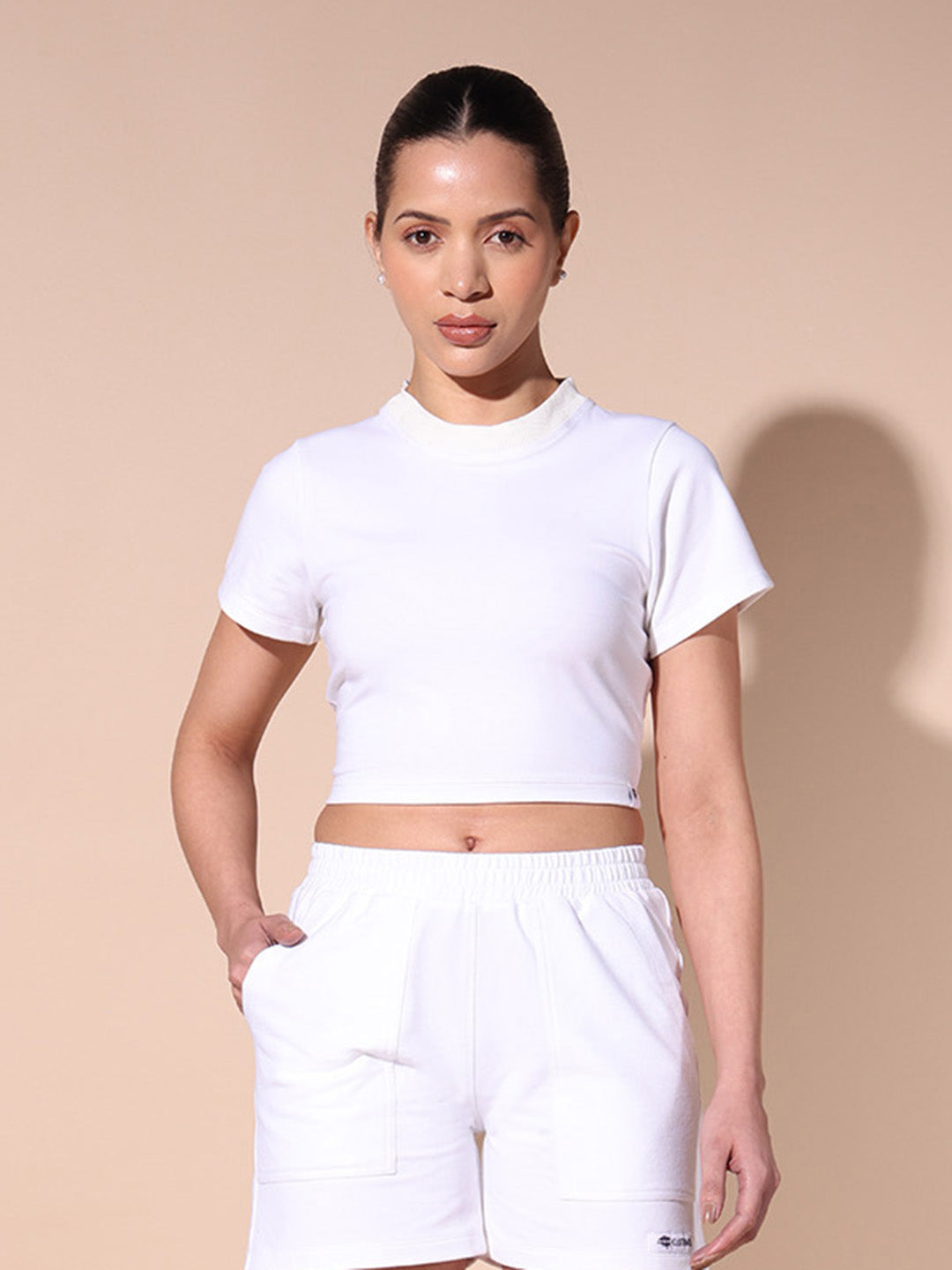 Clothwik Workout Terry Crop Top – White
