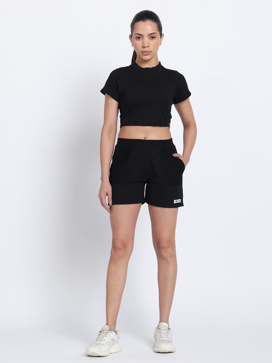 NYLON Workout Sort/Top Cotton Pair – Black