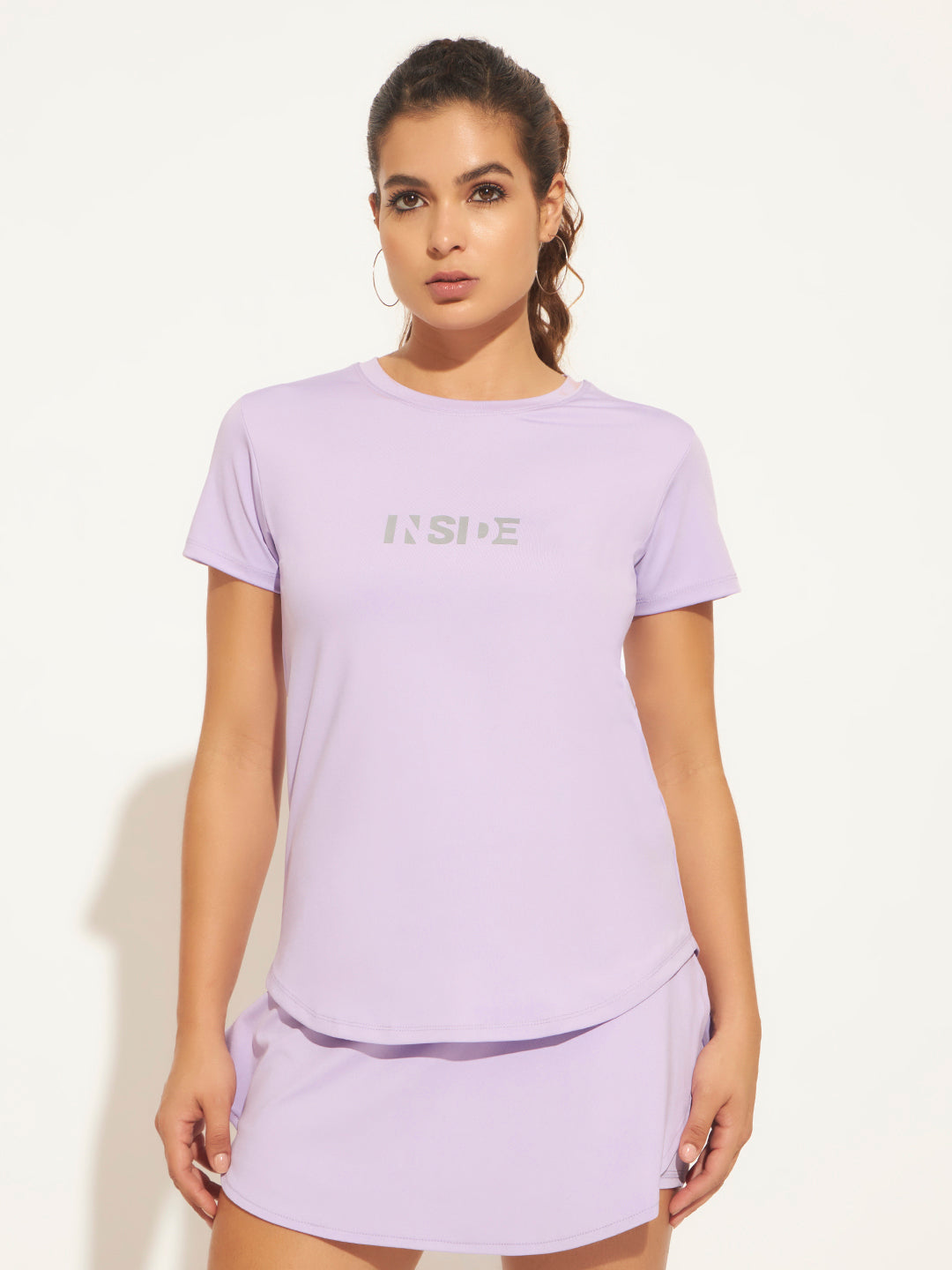 Women Typography Printed Moisture Wicking T-shirt - Purple