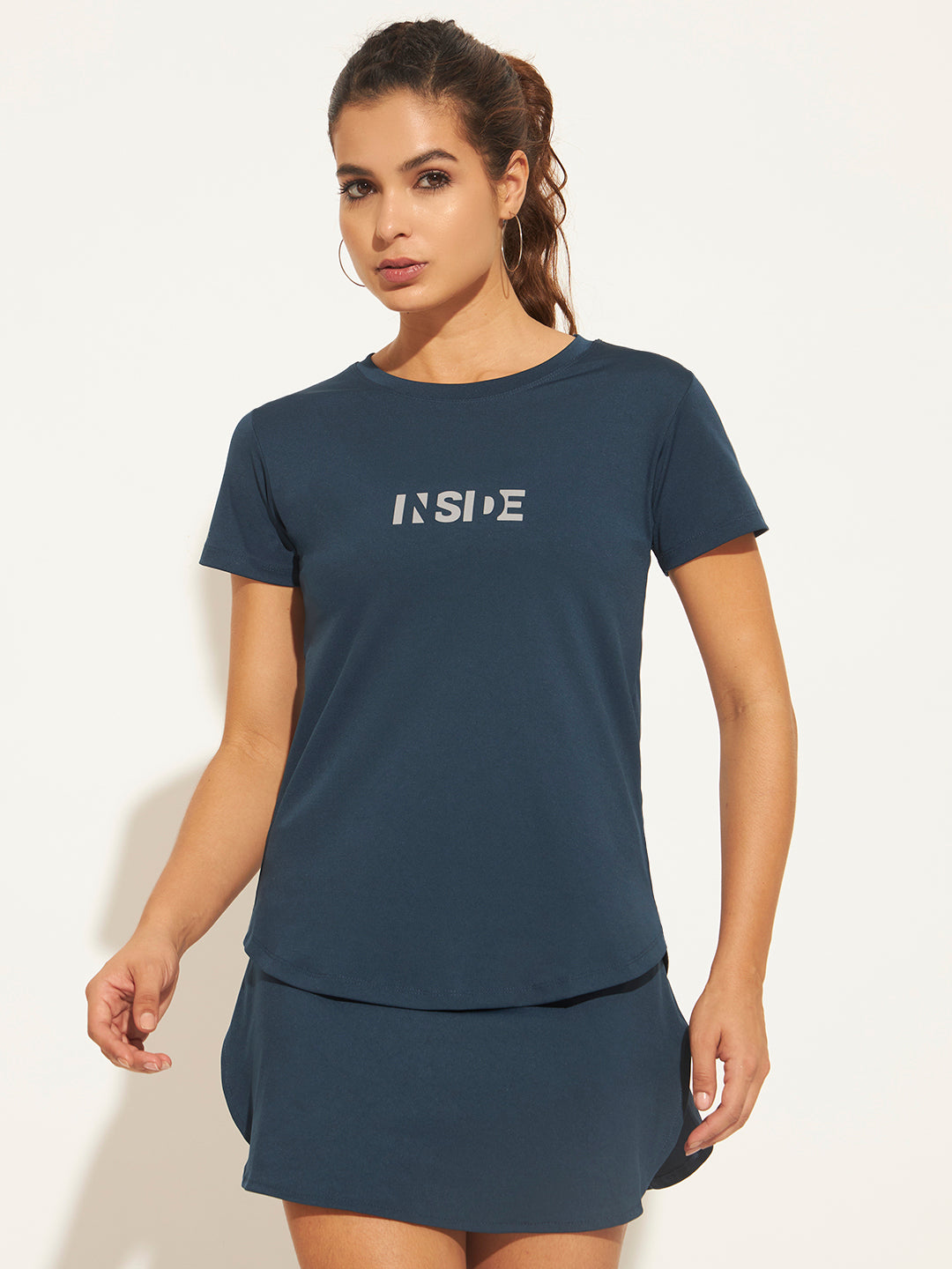 Women Typography Printed Moisture Wicking T-shirt - Teal