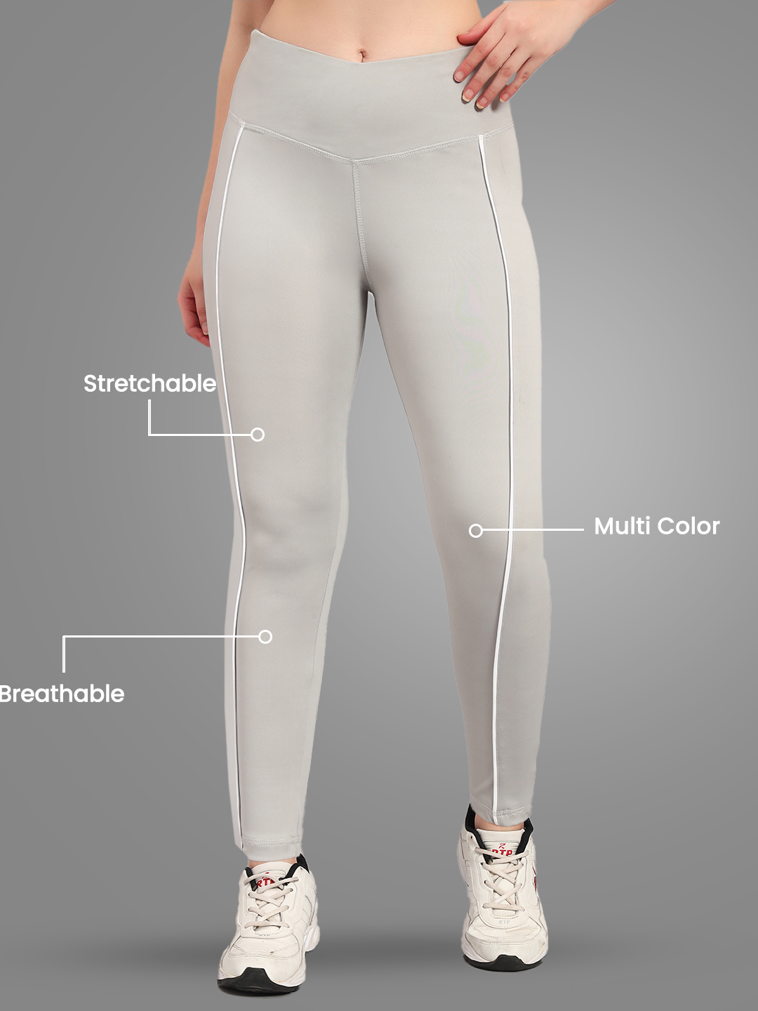 Nylon High Waist Workout Tight – Gray