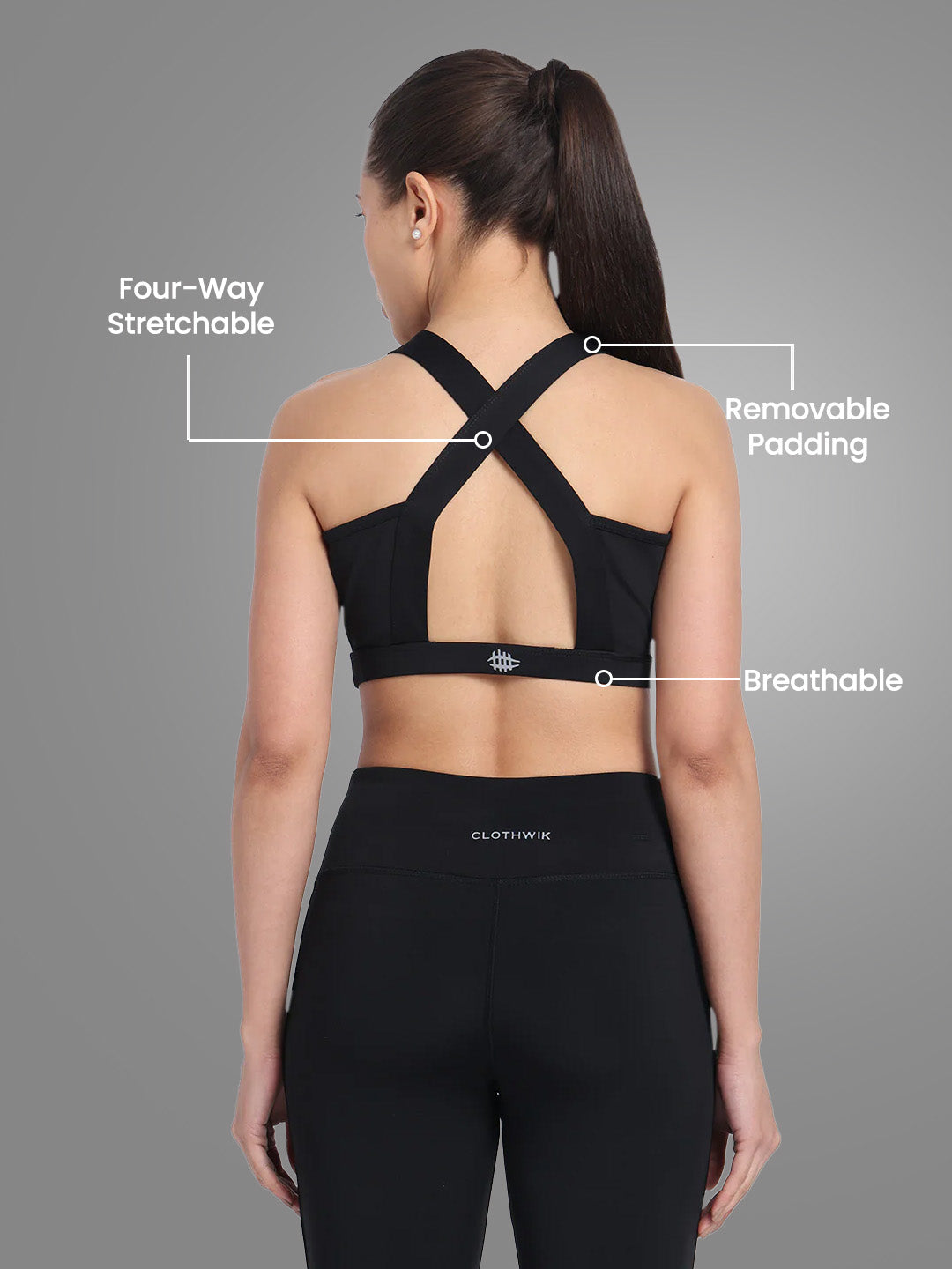 Nylon High Impact Sports Bra – Black