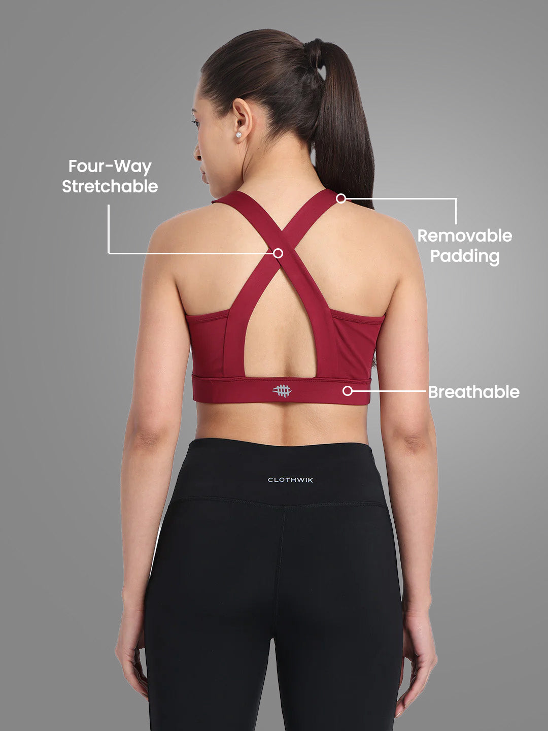 Nylon High Impact Sports Bra – Maroon