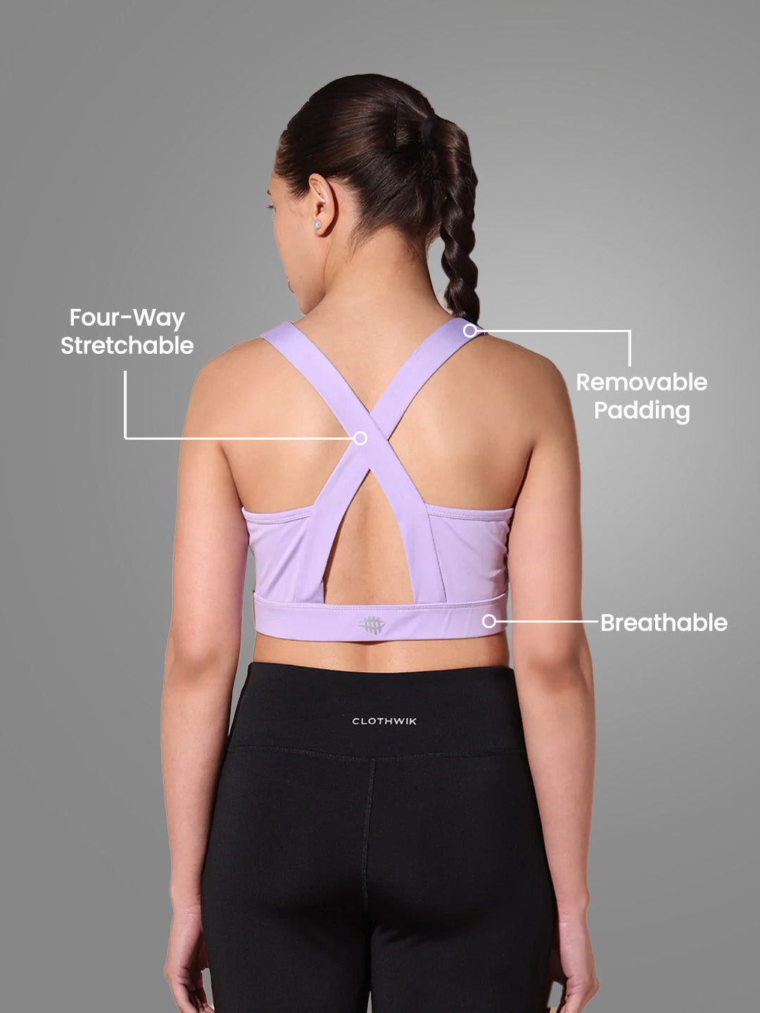 Nylon High Impact Sports Bra – Purple