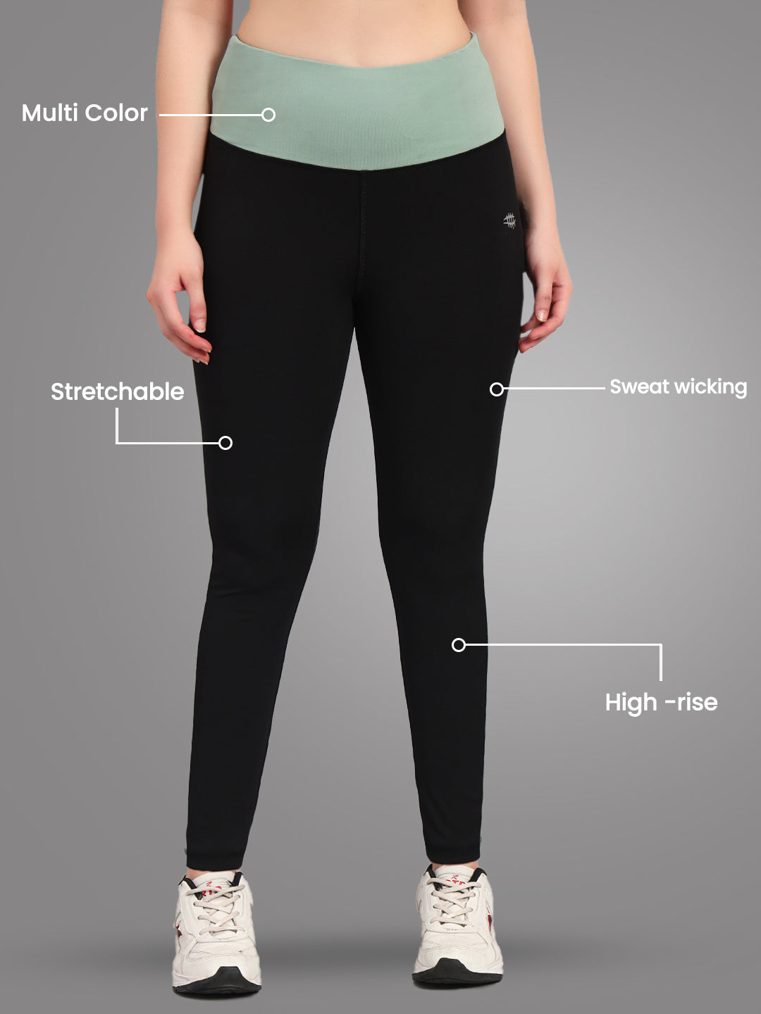 Nylon High Waist Back Support Workout Tight – Black/Green