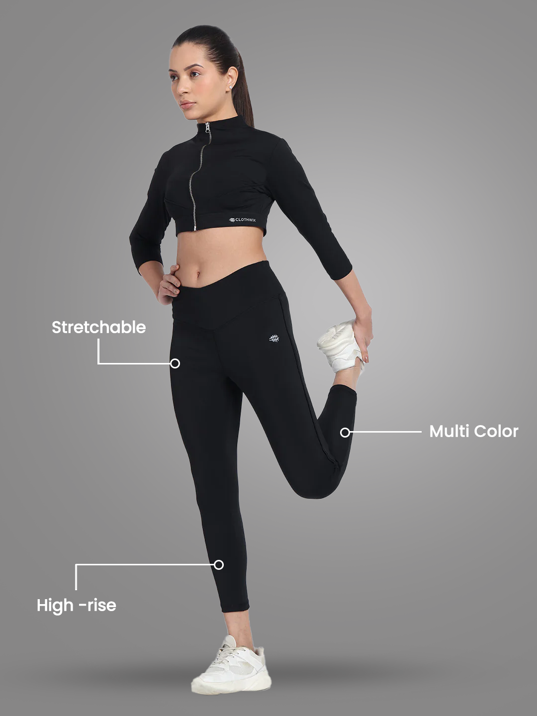 Nylon High Waist Yoke Belt Tight – Black
