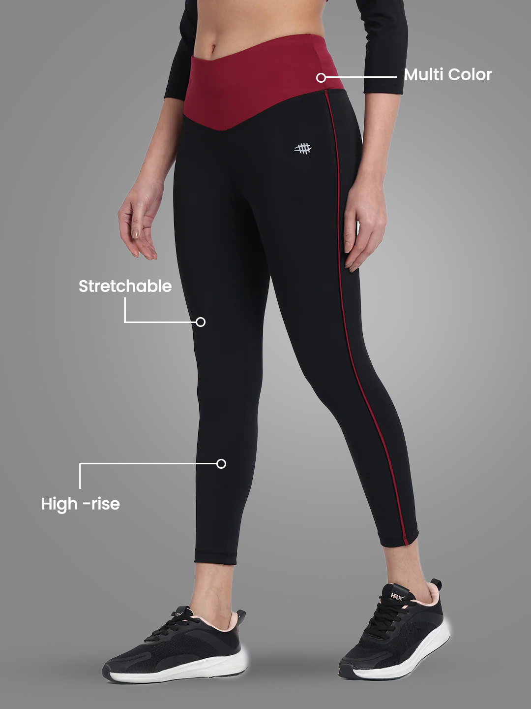 Nylon High Waist Yoke Belt Tight – Maroon