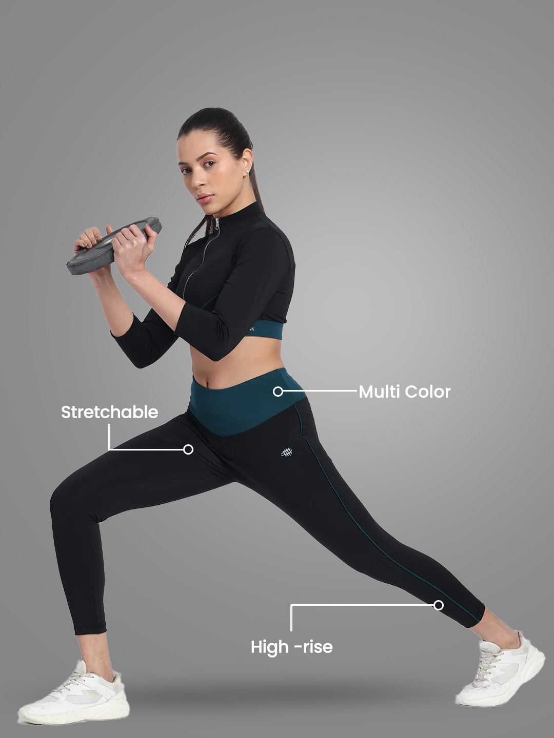 Nylon High Waist Yoke Belt Tight – Royal Green
