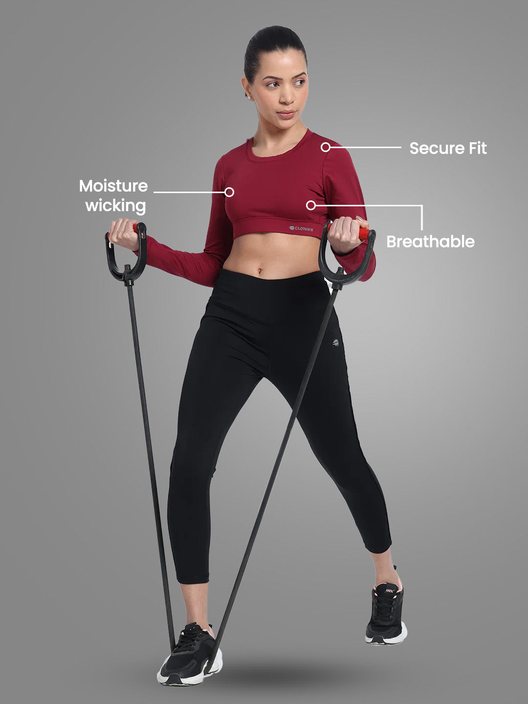 Nylon Workout Full Sleeves Sports Bra – Maroon
